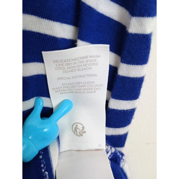 Boden Dress Womens 6R Yellow Striped Imogen Jersey Ruffle Sleeve Nautical Sailor - Picture 5 of 6